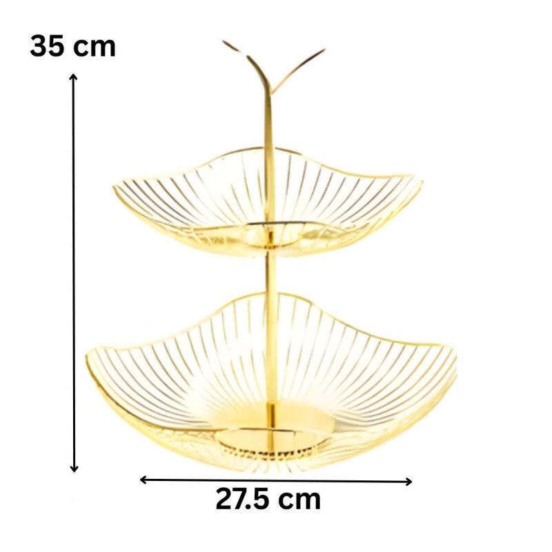Golden Fruit Basket Decorative Metal Fruit Storage Basket