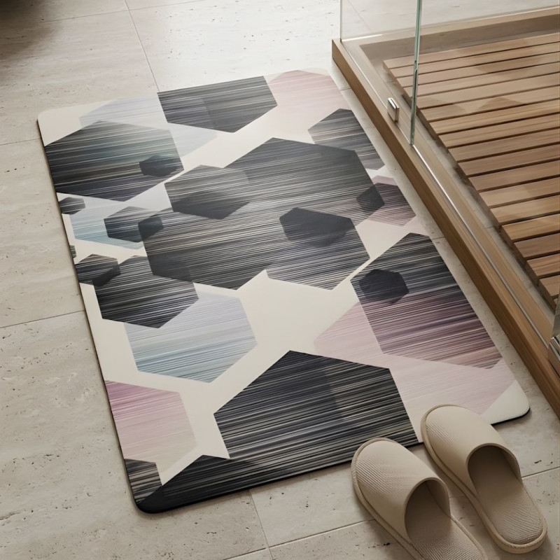 Hexagon Pattern Nappa Leather Bath Non Slip Rubber Mat