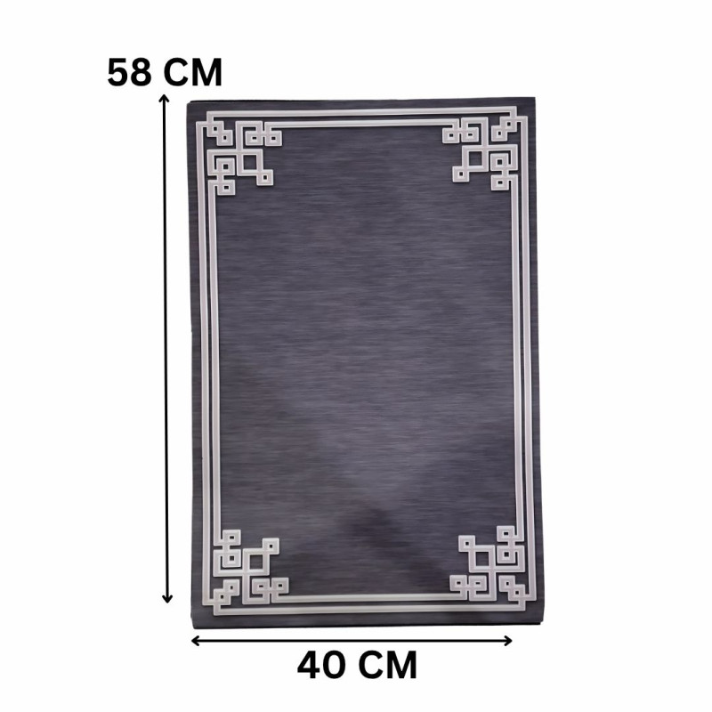 Premium Geometric Border Nappa Leather Mat Ultra Non Slip Floor Mat