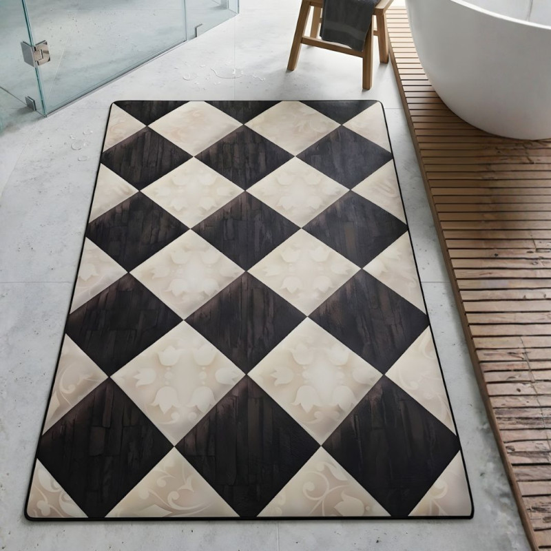 Vintage Diamond Wood Grain Nappa Leather Bath Mat