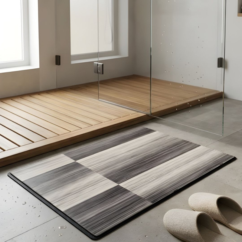 Urban Linear Slate Nappa Leather Bath Mat