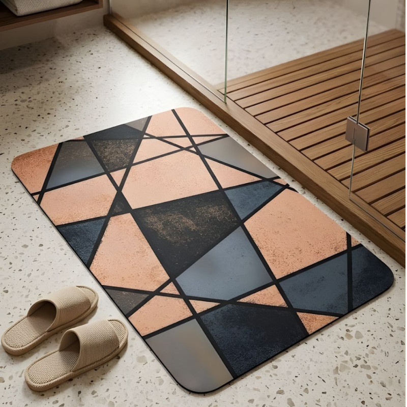 Nordic Geometric Abstract Bath Non Slip Mat