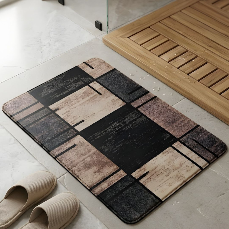 Textured Slate & Timber Nappa Leather Bath Non Slip Mat