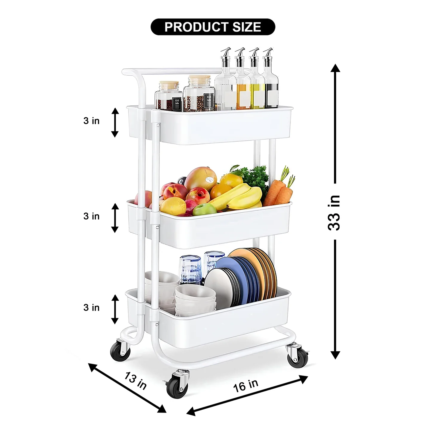 3 Tier Organizer Trolley Matrix Storage Rack with Wheels
