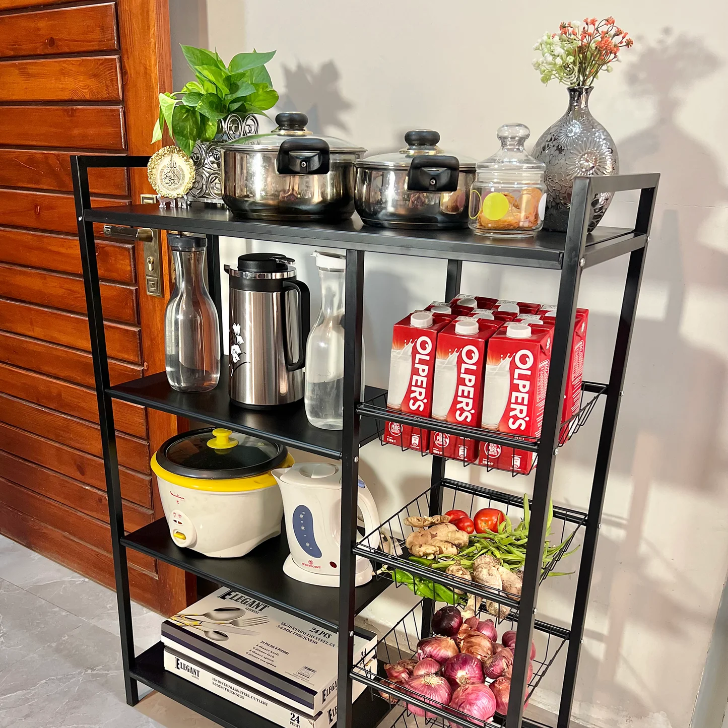 Multifunctional Storage Rack Heavy Duty 4 Tier Organizer (Without Wheels)