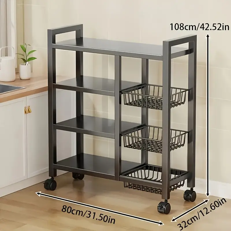 Multifunctional Storage Rack Heavy Duty 4 Tier Organizer (Without Wheels)