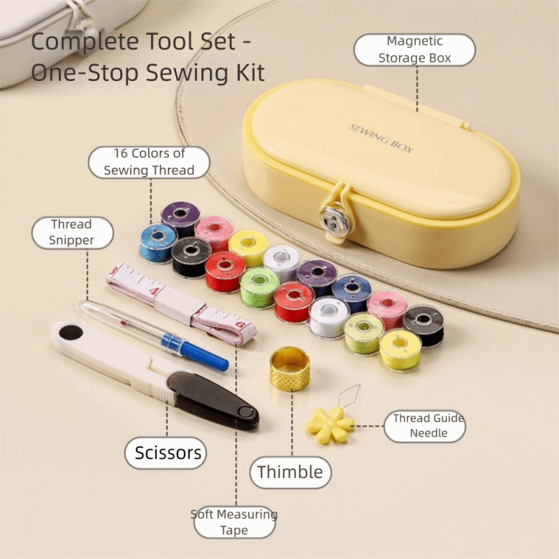 Magnetic Sewing Kit With Case Portable Stitching Set