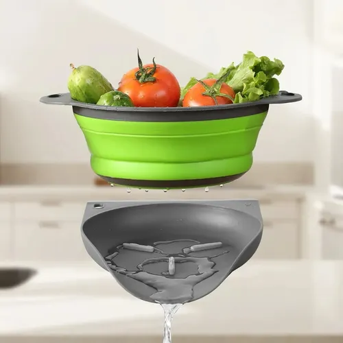 2 in 1 Collapsible Colander Large Self Draining Strainer Set