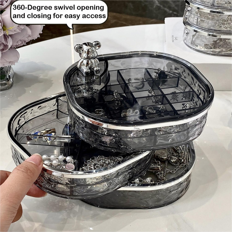 Multi Layer Rotating Jewellery Storage Box Acrylic Organizer Stand