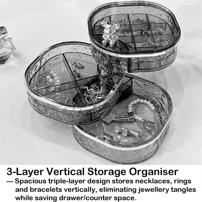 Multi Layer Rotating Jewellery Storage Box Acrylic Organizer Stand