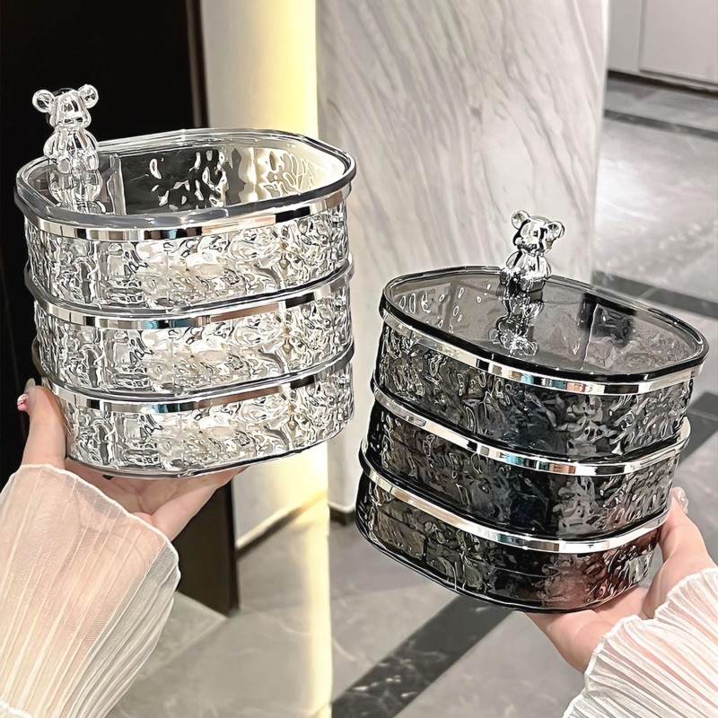Multi Layer Rotating Jewellery Storage Box Acrylic Organizer Stand
