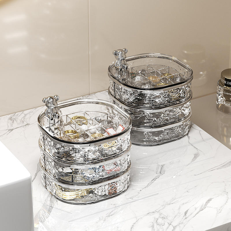 Multi Layer Rotating Jewellery Storage Box Acrylic Organizer Stand