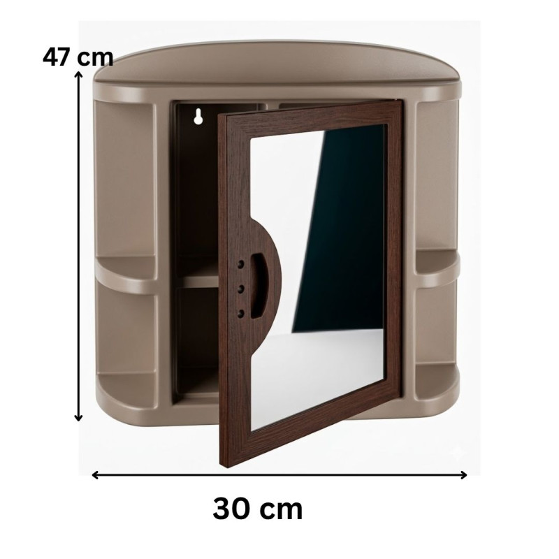 Plastic Washroom Cabinet with Attached Mirror Bathroom Storage Organizer