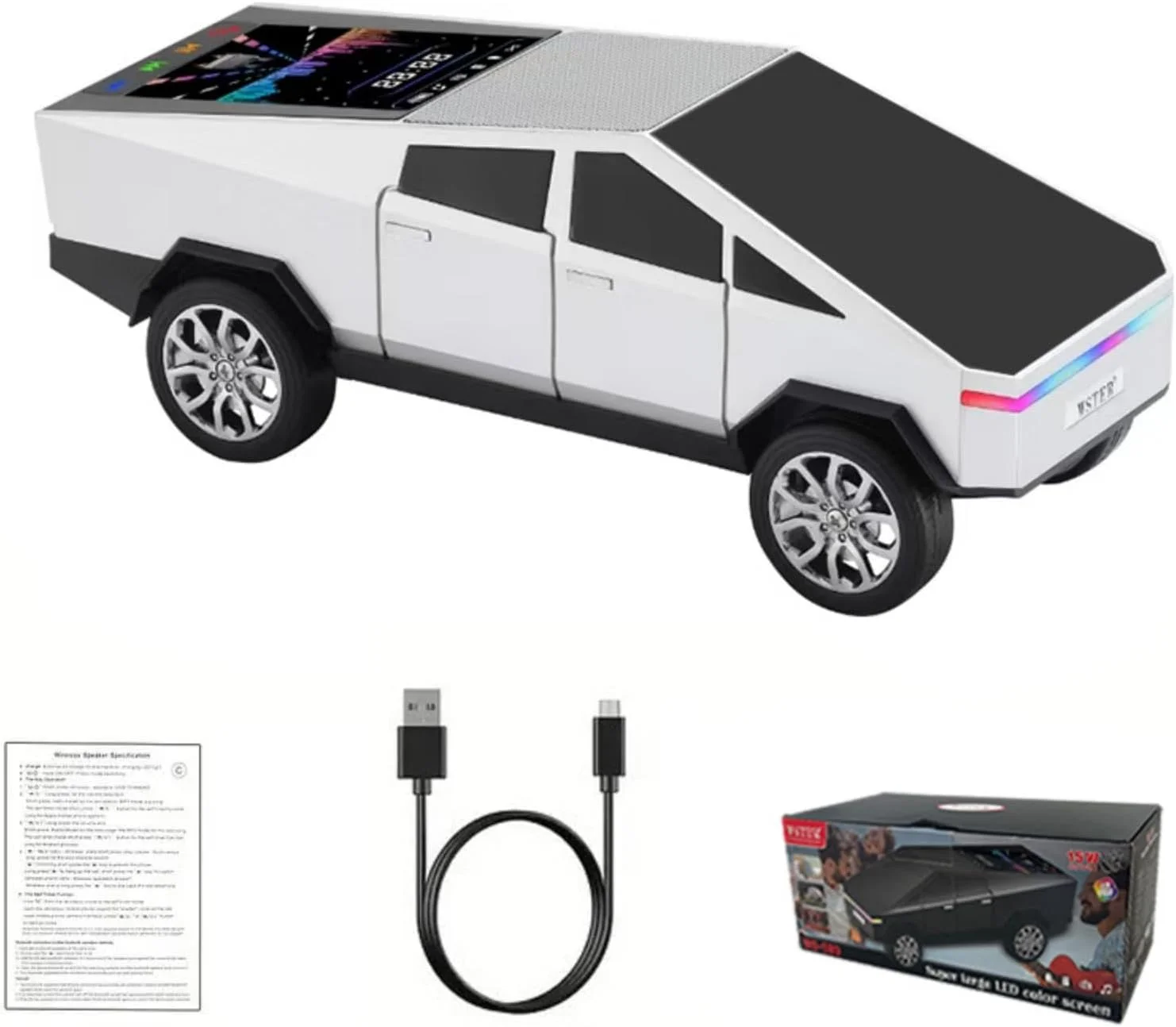 WS-580 18W Bluetooth Speaker Mini RGB Disco Car Speaker