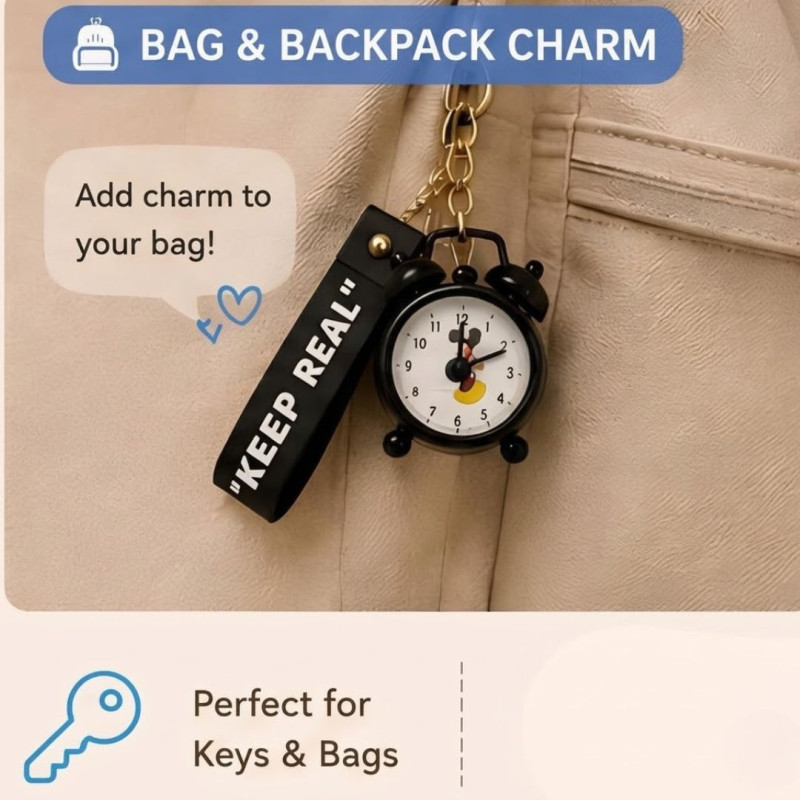 Alarm Clock Keychain Mini Cute Key Ring