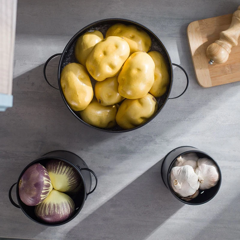 White Metal Vegetable Storage Canister Set (3PCS Set)