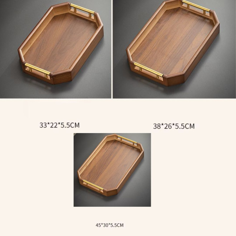 Dark Brown Wooden Tray Set Heavy Duty Serving Trays (3PCS Set)
