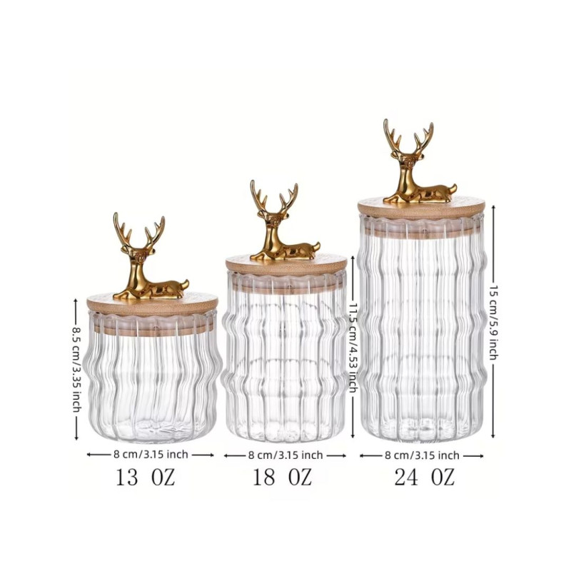 3PCS Glass Jar Set Kitchen Storage Containers