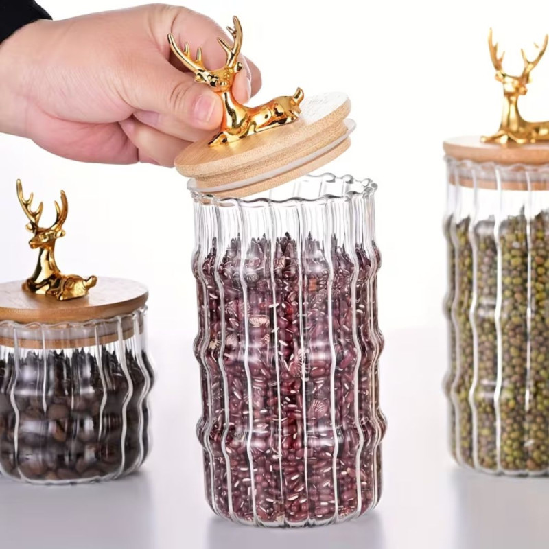3PCS Glass Jar Set Kitchen Storage Containers