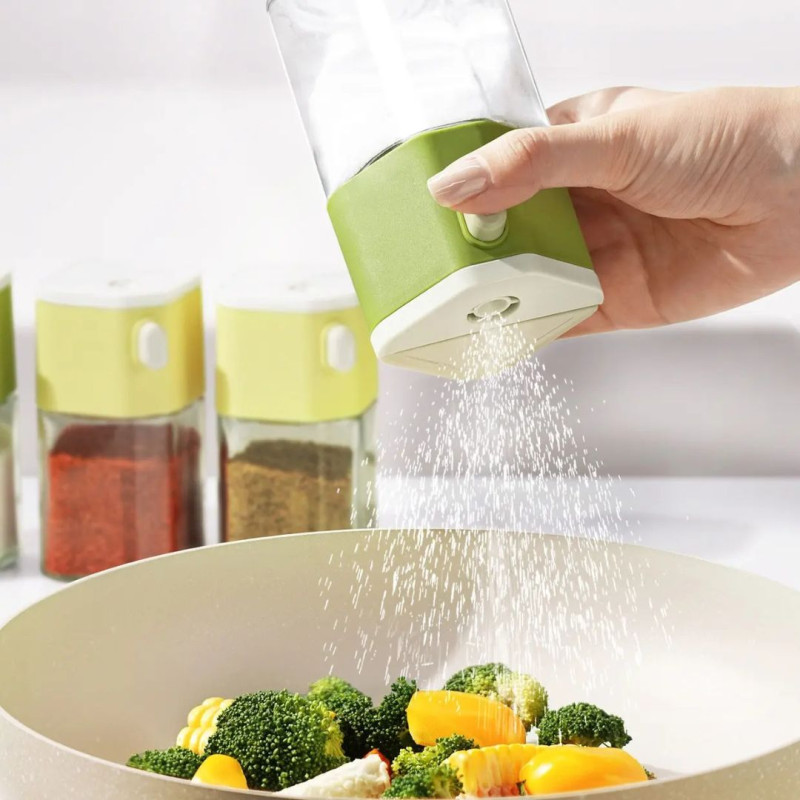Dual Purpose Salt & Pepper Spice Bottle Glass Kitchen Seasoning Jar