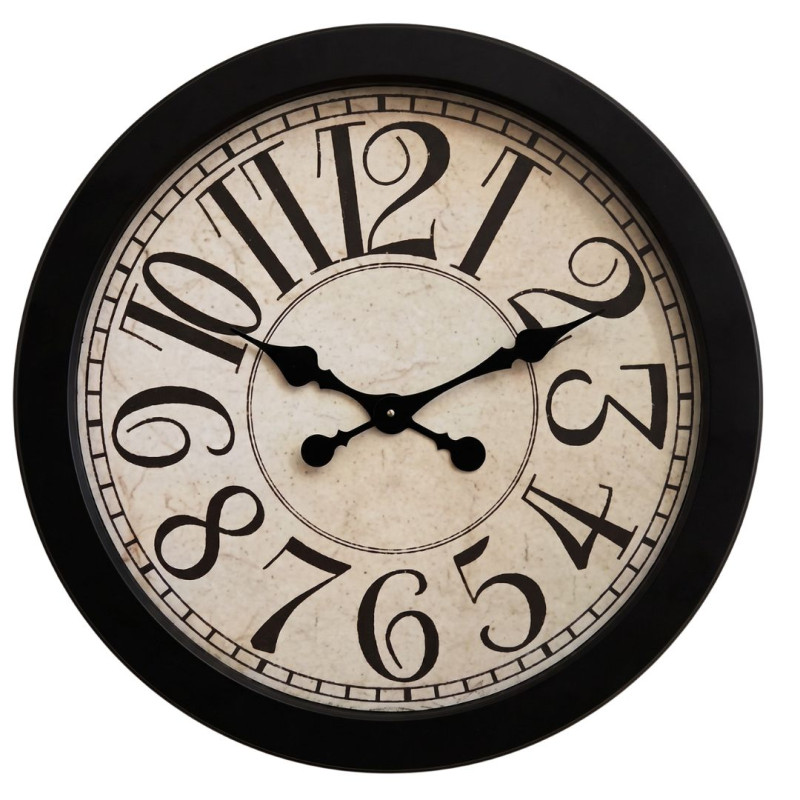 Heritage 24 Inch Letex Black Wall Clock