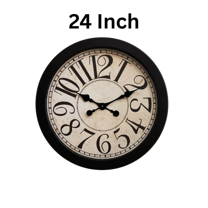 Heritage 24 Inch Letex Black Wall Clock