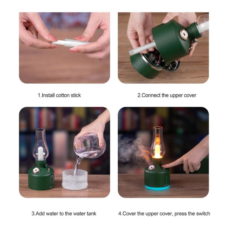 Tubelight Diffuser Rechargeable Portable Aroma Humidifier Lamp