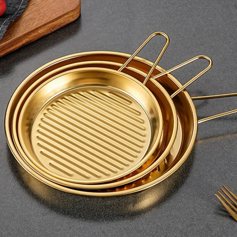 Stainless Steel Golden Serving Plate Luxury Serving Tray