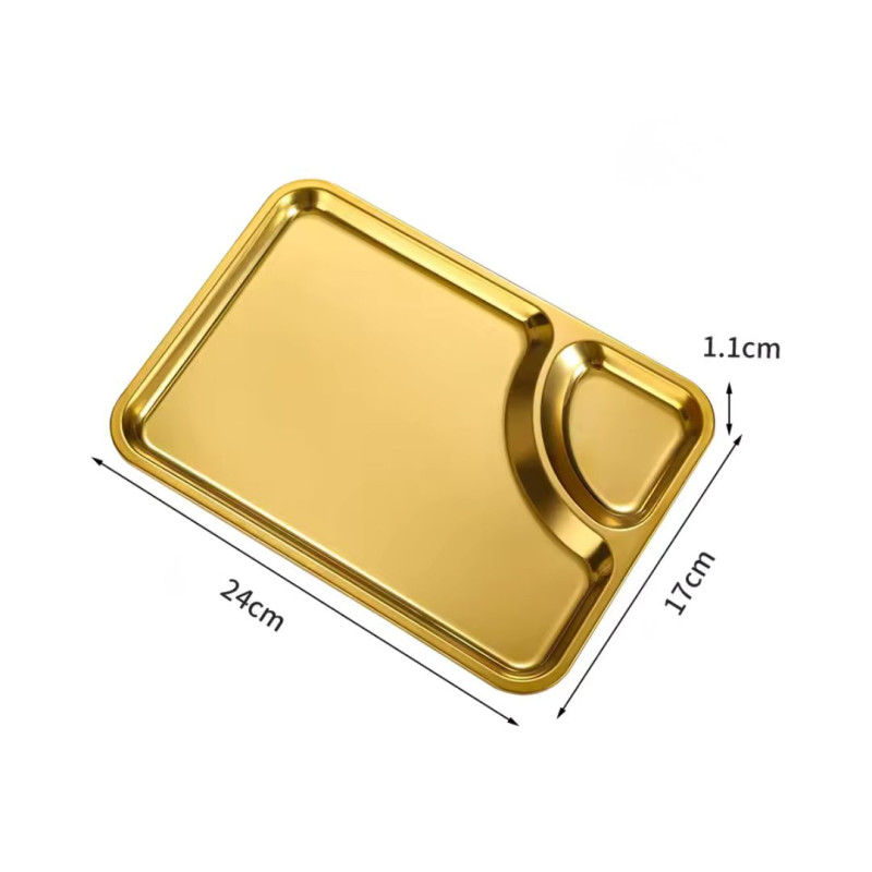 Stainless Steel Golden Serving Plate Premium Dining & Serving Tray
