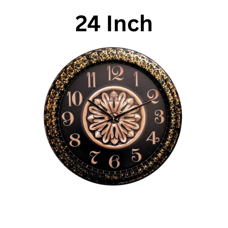 Heritage 24 Inch Letex Sparkled Floral Wall Clock