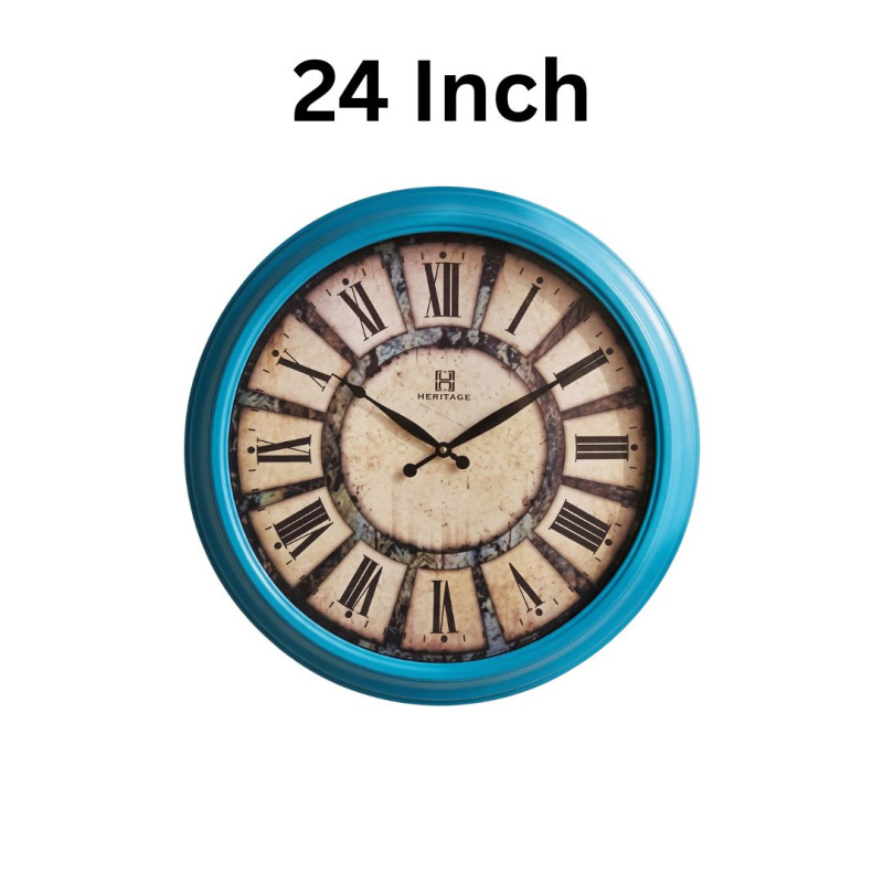 Heritage 24 Inch Letex Blue Wall Clock