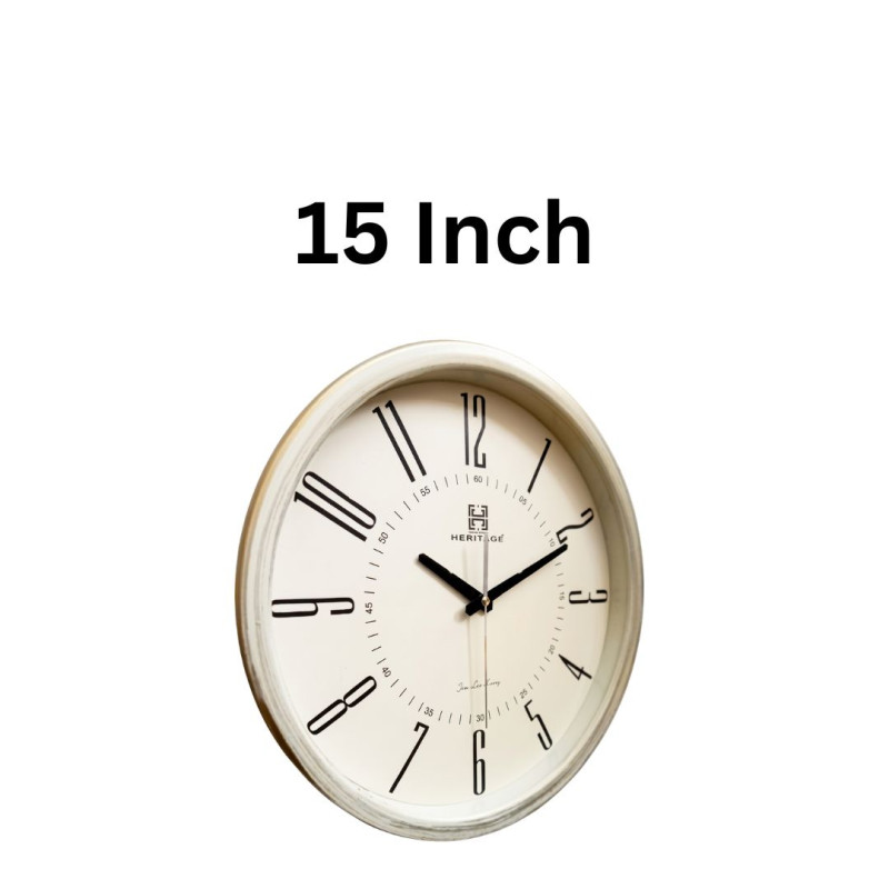 Heritage 15 Inch Sunset Plain Cream Wall Clock