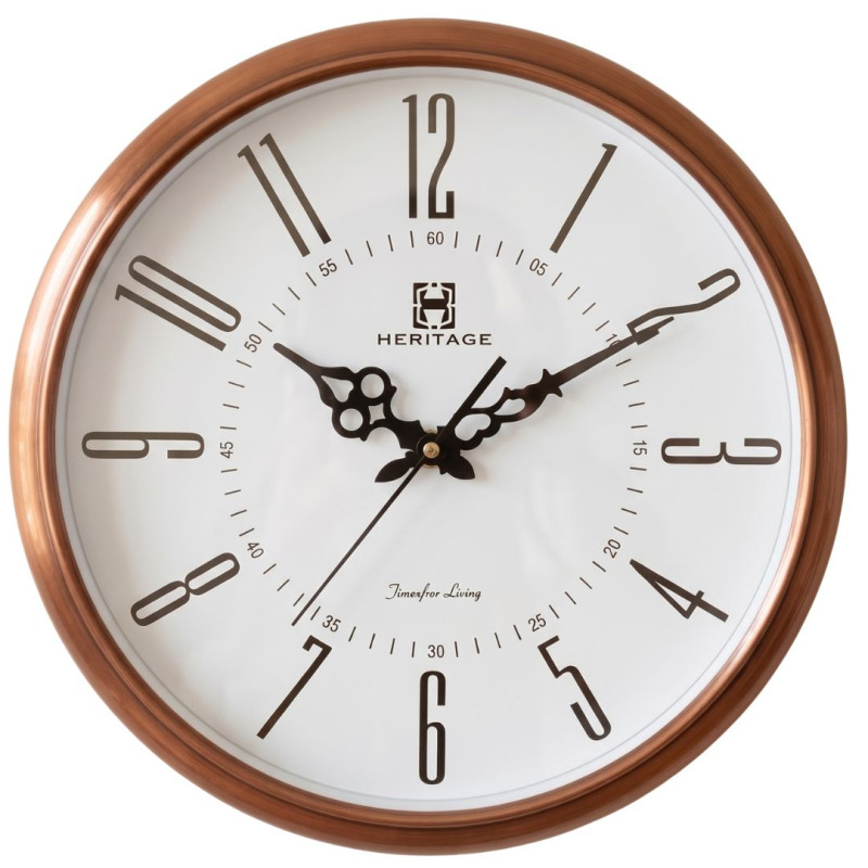 Heritage 15 Inch Sunset Plain White Brown Wall Clock