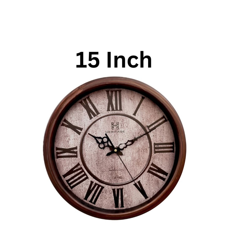 Heritage 15 Inch Sunset Plain Roman Brown  Wall Clock