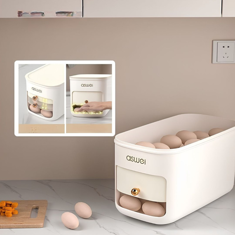 Automatic Scrolling Egg Rack Holder Refrigerator Egg Storage Organizer