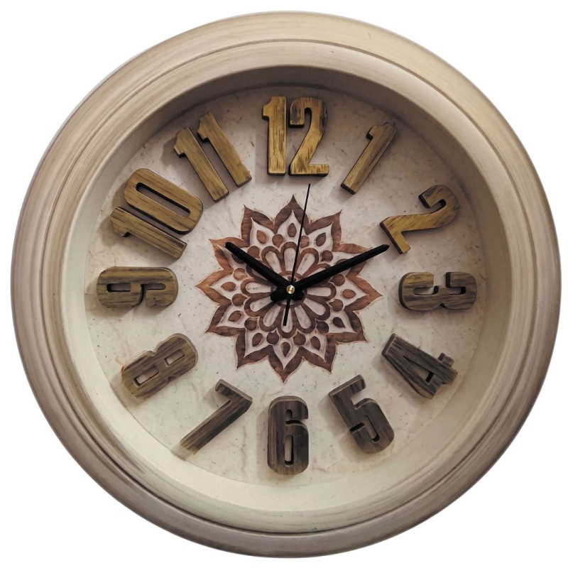 Heritage 18 Inch Sunrise 3D Beige Gold Wall Clock