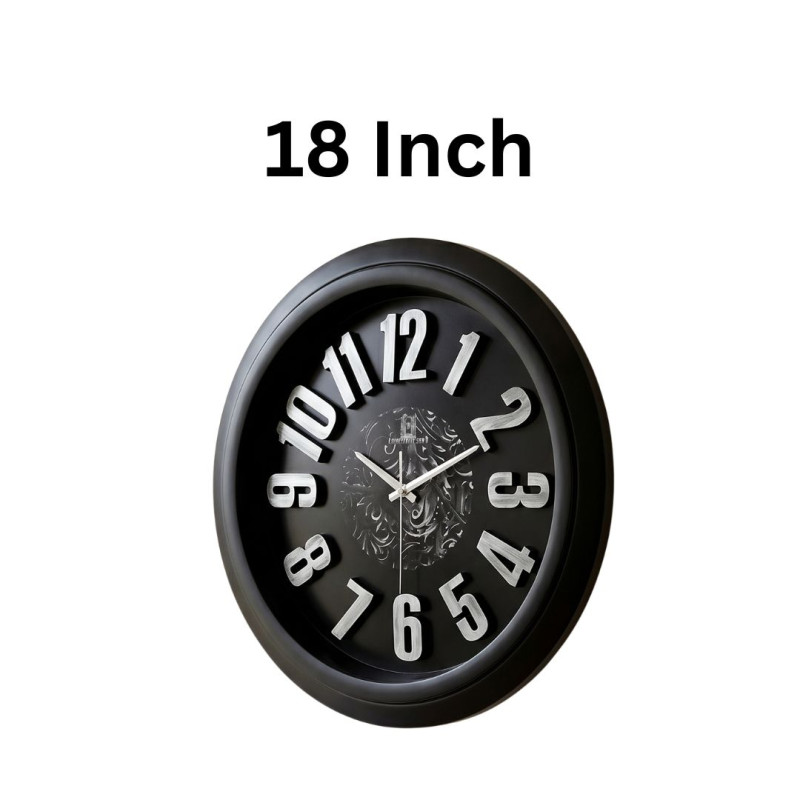 Heritage 18 Inch Sunrise 3D Black Silver Wall Clock