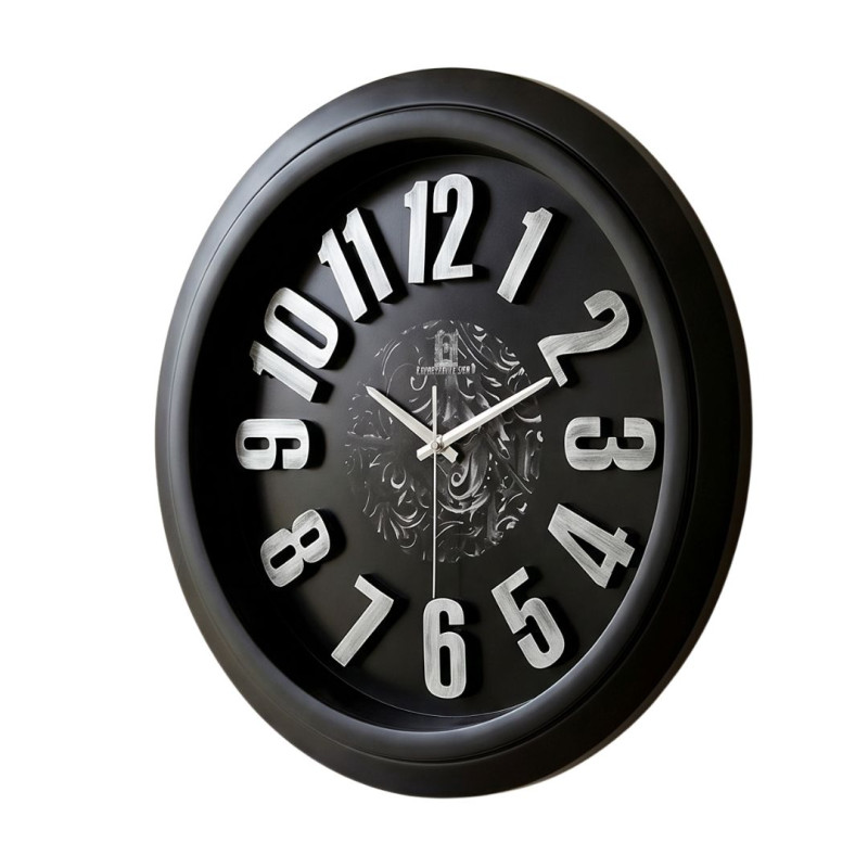 Heritage 18 Inch Sunrise 3D Black Silver Wall Clock