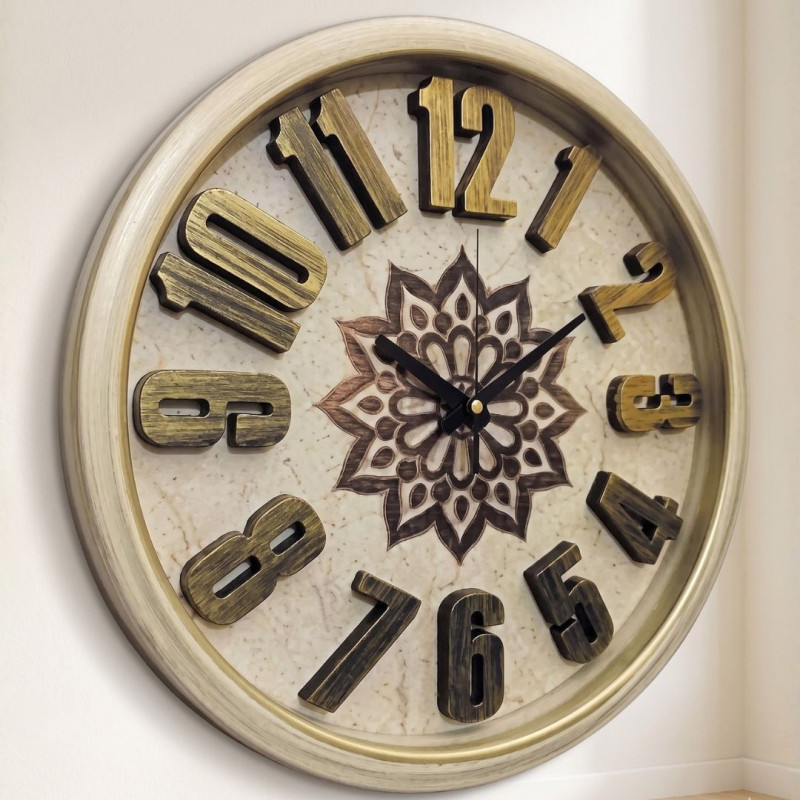 Heritage 15 Inch Sunset 3D Beige Gold Wall Clock