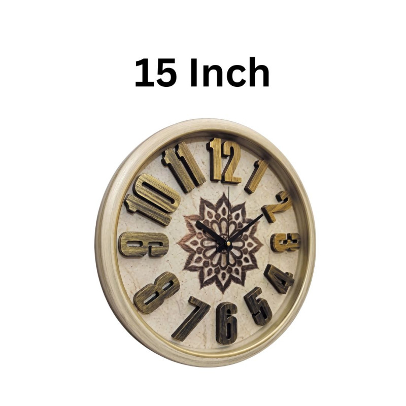 Heritage 15 Inch Sunset 3D Beige Gold Wall Clock