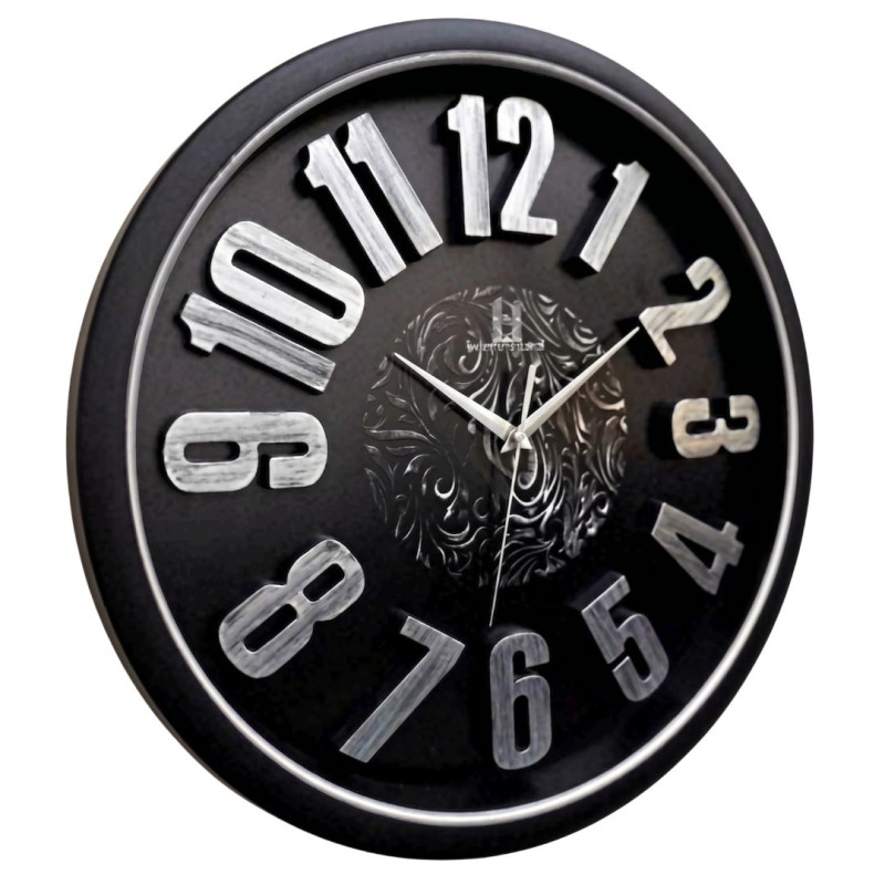 Heritage 15 Inch Sunset 3D Black Silver Wall Clock