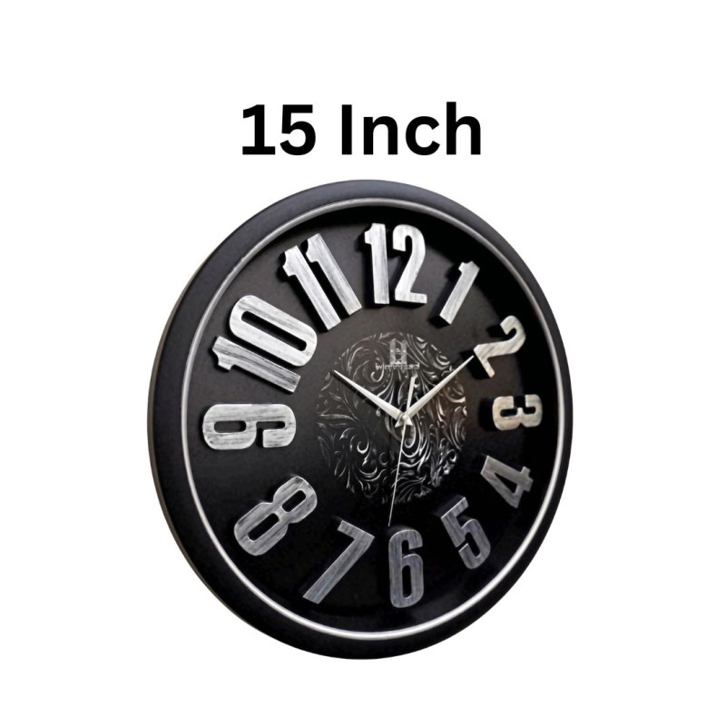 Heritage 15 Inch Sunset 3D Black Silver Wall Clock