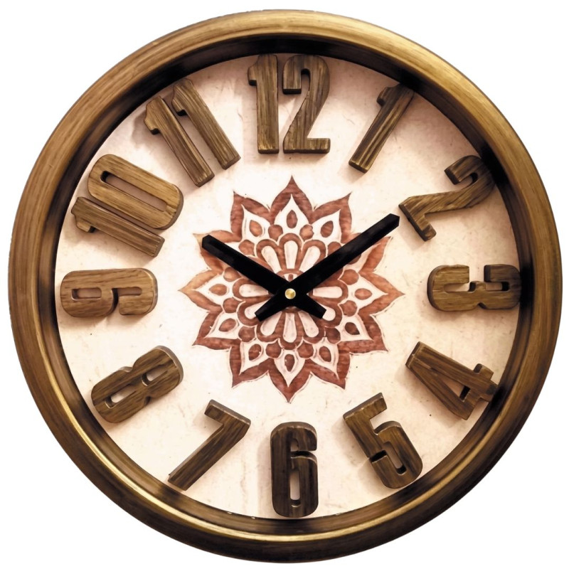 Heritage 15 Inch Sunset 3D Brown Gold Wall Clock