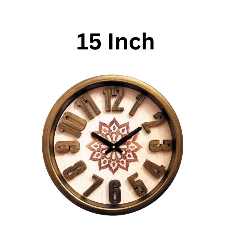 Heritage 15 Inch Sunset 3D Brown Gold Wall Clock