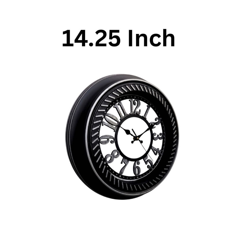 Heritage 14.25 Inch Fallow Black Gray  Wall Clock