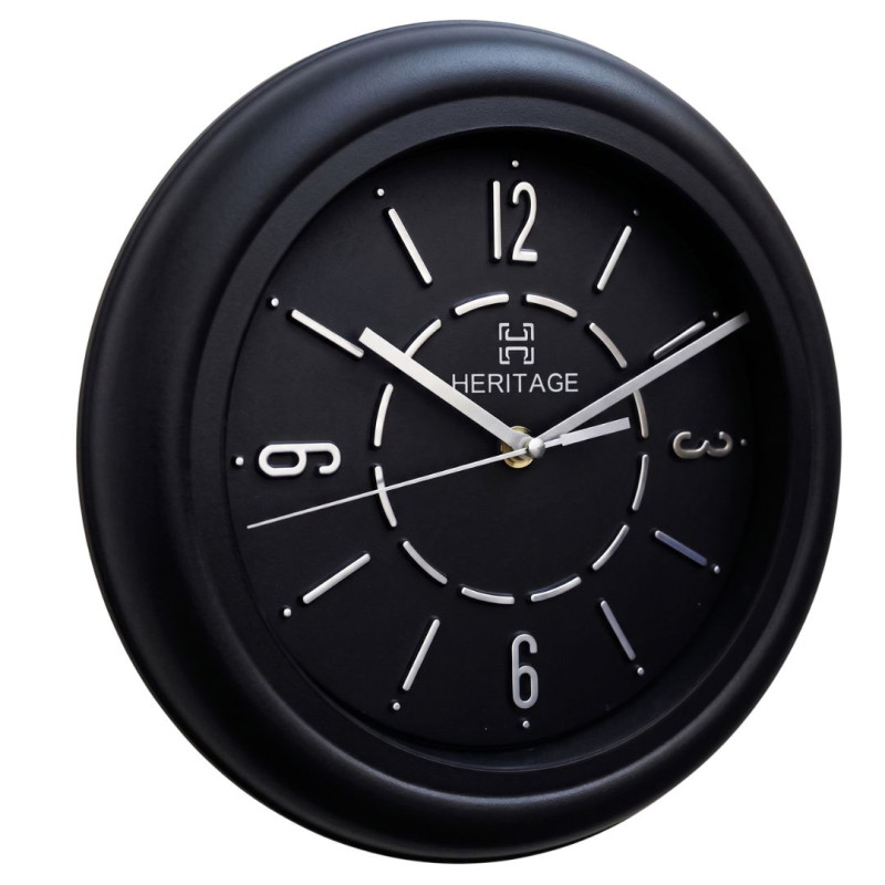 Heritage 10.75 Inch Dream Silver Black Wall Clock
