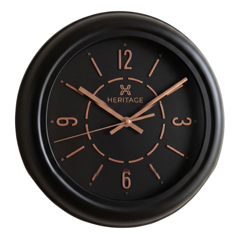Heritage 10.75 Inch Dream Rose Black Wall Clock
