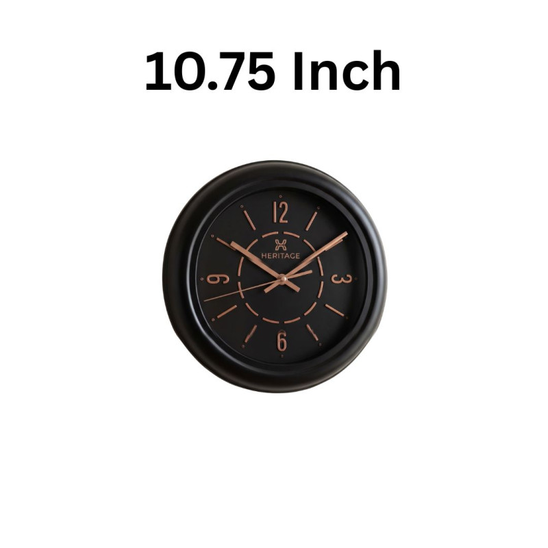 Heritage 10.75 Inch Dream Rose Black Wall Clock