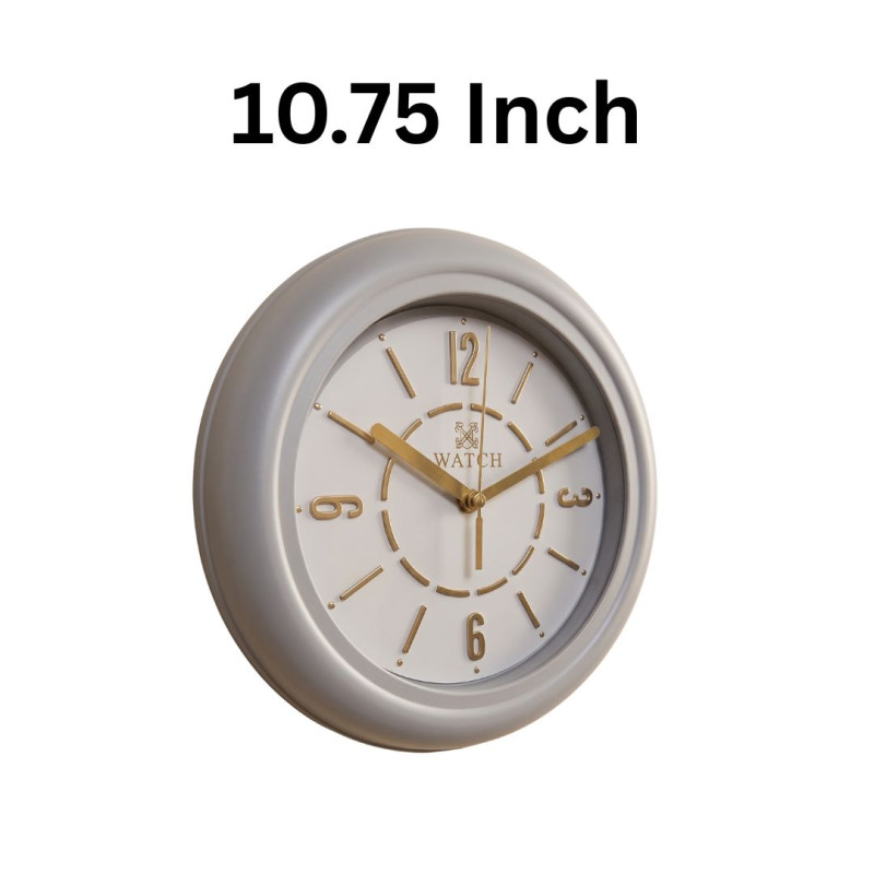 Heritage 10.75 Inch Dream Light Gray Gold Wall Clock