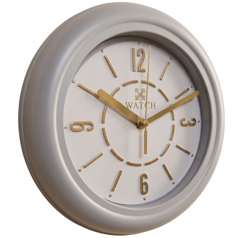 Heritage 10.75 Inch Dream Light Gray Gold Wall Clock